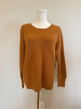 CAbi Ribbed Crewneck Sweater in Burnt Orange